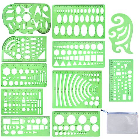Buy Qincling 11 Pieces Geometric Drawings Templates Stencils Plastic