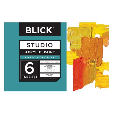 Blick Studio Acrylics Set Of 6 Colors 120 Ml Tubes