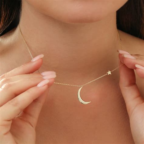 Moon And Star Necklace Etsy