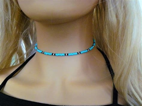 Beaded Chokers Set Layer Chokers Turquoise Choker Black Etsy