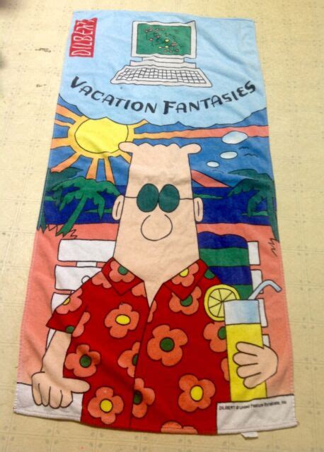 Vintage Dilbert Hilasal Retro Vacation Fantasies Pool Comic Beach Towel