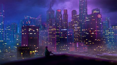 K Anime City Night Wallpapers Wallpaper Cave