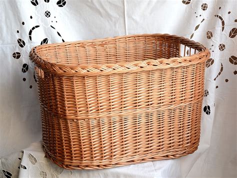 Wicker Laundry Basket Handwoven Storage Basket Laundry Etsy