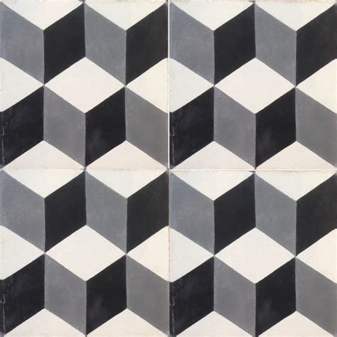 Geometric Black 3d Effect Encaustic Tile