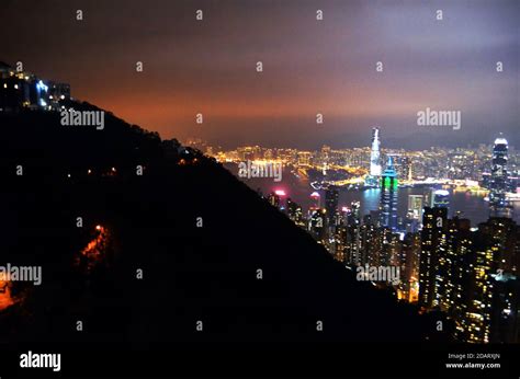 Hong Kong Victoria Peak Night View Of Cityscape Stock Photo Alamy