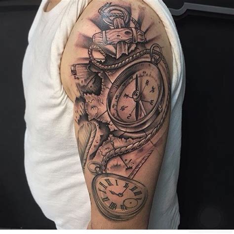 Pin By Thành Flash On Clock Compass Anchor Tattoos For Guys
