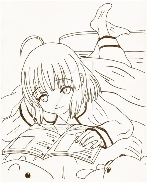 Cute Anime Girl Reading By Demonsamurai13 On Deviantart