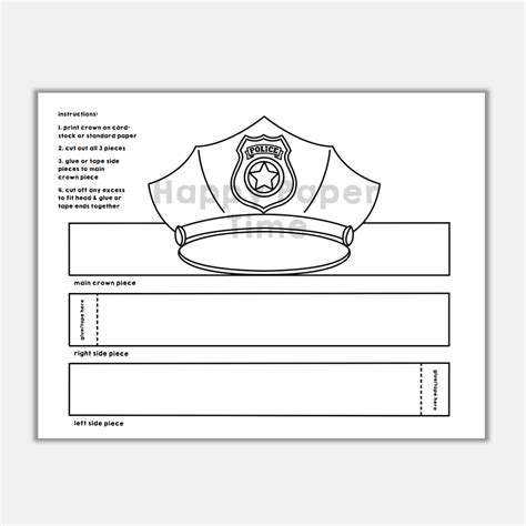 Police Hat Paper Crown Printable Coloring Craft Made By Teachers