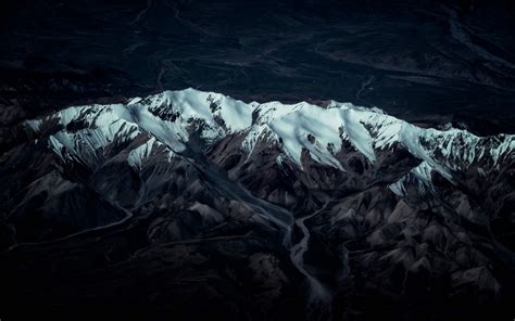 Download Wallpaper 1680x1050 Mountains Peaks Aerial View Snow