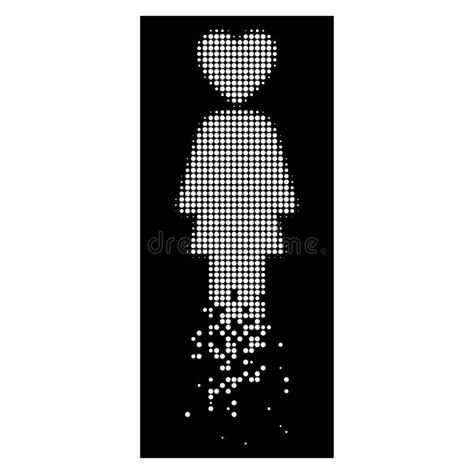 White Dispersed Pixelated Halftone Lover Woman Icon Stock Vector