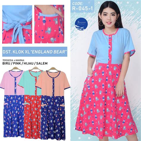 Piyama setelan kemeja wanita baju tidur katun rayon premium fit to xl. Jual Baju Tidur Daster klok Forever jumbo R 045-1 Harga ...