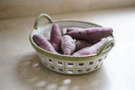 Purple Sweet Potato In A Basket Stock Photo Image Of Sweet Kitchen