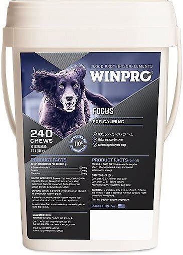 Winpro Pet Focus Blood Protein Soft Chew Calming Dog Supplement 240
