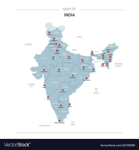 India Map With Red Pin Royalty Free Vector Image