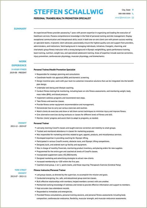 Group Fitness Instructor Resume Sample Resume Example Gallery