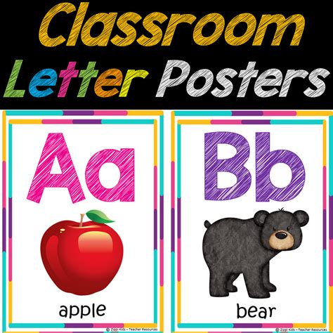 Printable Classroom Alphabet Letter Posters Word Wall