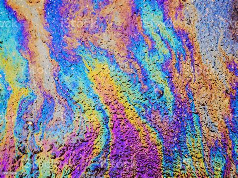Oil Slick Vibrant Colored Texture Abstract Background Stock Photo
