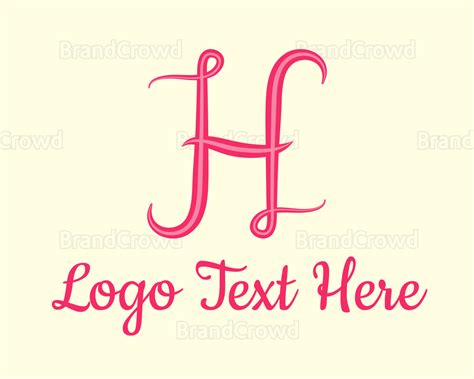 Fancy Pink Letter H Logo Brandcrowd Logo Maker