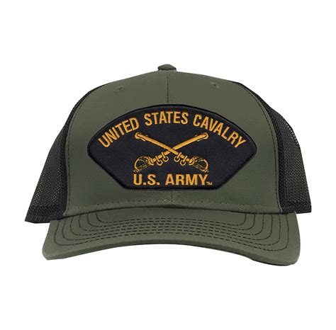 Us Army Cavalry Od Green Mesh Ball Cap Us Army Branch Of Service Od