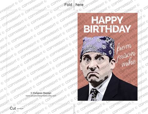 The Office Birthday Card Printable Funny T Michael Scott Etsy