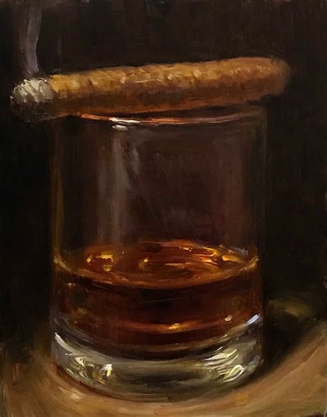 Whiskey And Cigar Large 16x20 Original Oil Painting Signed Etsy