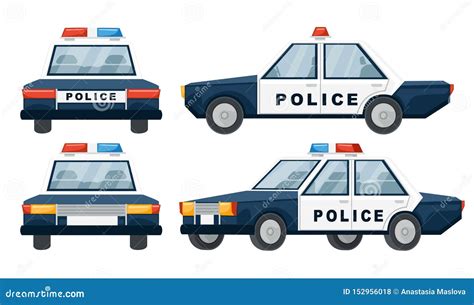 Cartoon Design Police Cars Set Flat Vector Illustration Isolated On