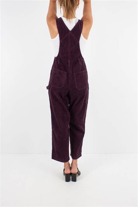 90s 1990s Mulberry Purple Long Cord Overalls Womens Ladies Etsy