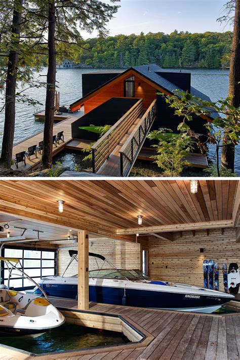 Boat House With Double Boat Garage On Lake Joseph Ontario Boathouse