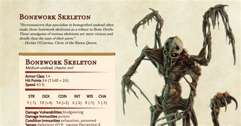 Bonework Skeleton Dungeons And Dragons Homebrew Dnd 5e