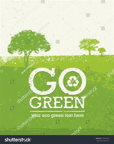 Go Green Vector Grunge Eco Concept On Organic Paper Background