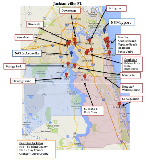 Map Of Jacksonville And Mayport Florida Military Town Advisor
