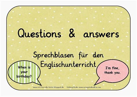 Englisch - Questions and answers | Englisch grundschule
