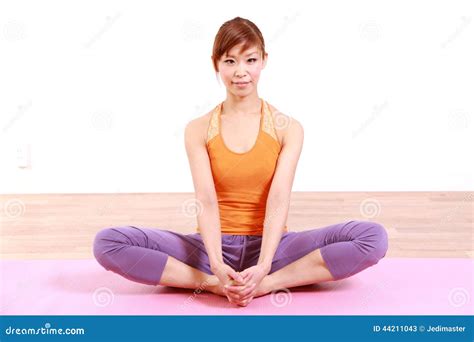 Young Japanese Woman Doing Yoga Stock Image Image Of Background