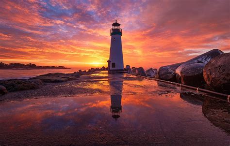 Wallpaper Sea Sunset Lighthouse Pierce Agon Images For Desktop