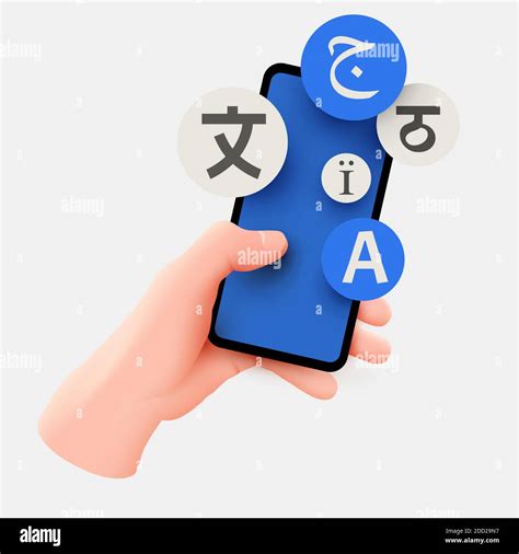 Hand Holds Mobile Phone Language App Concept Learning Foreign