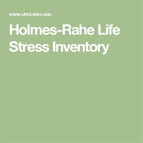In 1967, psychiatrists thomas holmes and richard rahe decided to study whether or not stress contributes to illness. Holmes-Rahe Life Stress Inventory | Stress, Therapy, Life