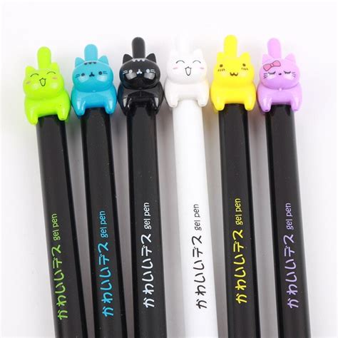 Cute Cartoon Colored Cats Gel Pens 3pcs Kawaii Fashion Shop Cute Asian Japanese Harajuku