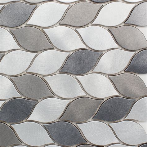 Tafdg 07 Aluminum Silver And Grey Leaf Metal Mosaic Tile Tile Generation