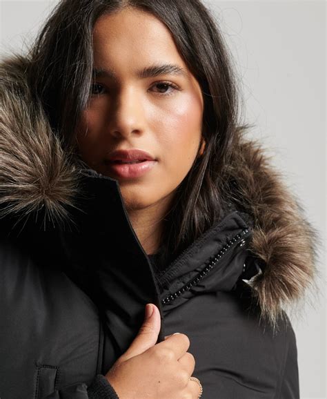 Womens Ashley Everest Parka Coat In Black Superdry Uk