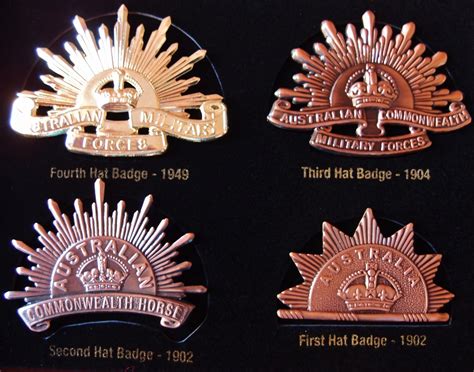 Display Framed Full Set Of Australian Army Rising Sun Uniform Badges