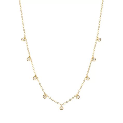 Sarafina 14k Gold Plated Cubic Zirconia Station Necklace