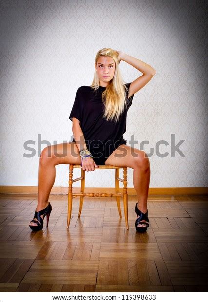 Sexy Woman Posing Open Legs Shutterstock