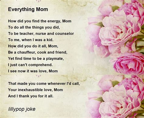 Everything Mom Everything Mom Poem By Lillypop Joke