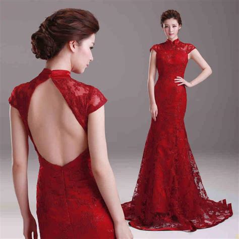 Indian dresses indian wedding planning wedding sarees white gowns. Chinese Red Mermaid Lace Wedding Dresses High Neck Cap ...
