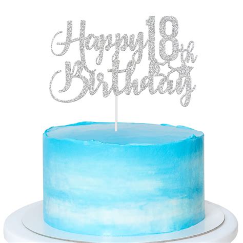 Buy Silver Glitter Happy 18th Birthday Cake Topper 18th Birthday Cake
