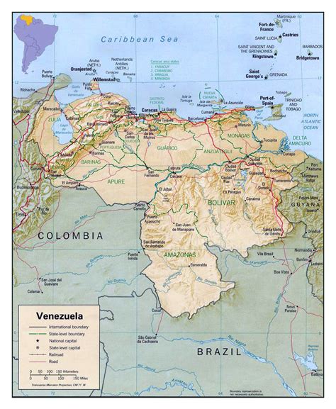 Detailed Political And Administrative Map Of Venezuela With Relief