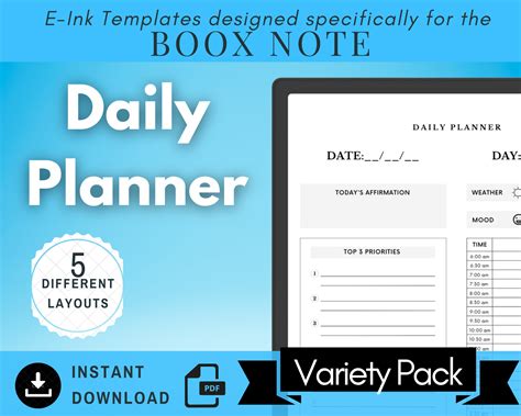 Undated Boox Note Template Daily Planner Eink Template E Ink Planner