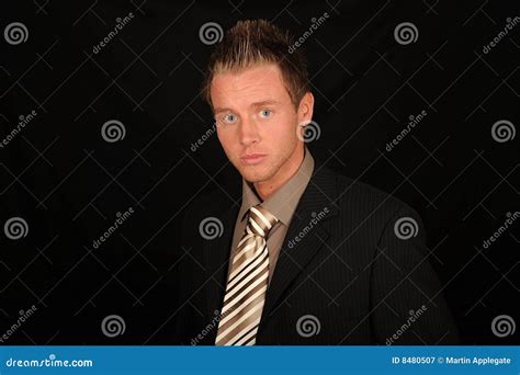 Man Wearing Suit And Tie Stock Image Image Of Male Striped