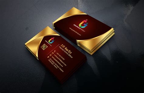 Financial Control Officer Free Luxury Golden Business Card Design