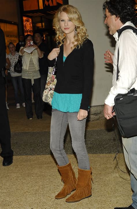 Way Back When Taylor Wore Gray Denim Tucked Into Fringed Boots